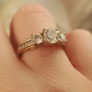 DARLING Engagement Ring - Cubic Zirconia, Sterling Silver (w/gold coat)
